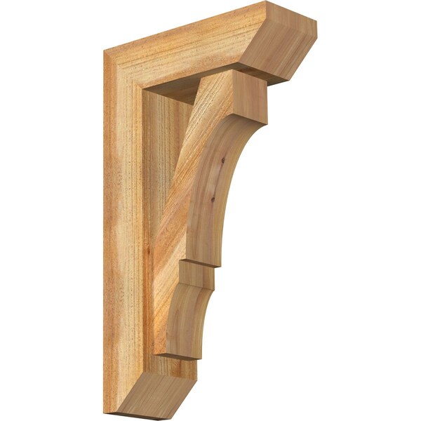 Ekena Millwork Balboa Slat Rough Sawn Bracket w/ Offset Brace, Western Red Cedar, 6"W x 16"D x 28"H BKT0604X16X28BOA06RWR - main